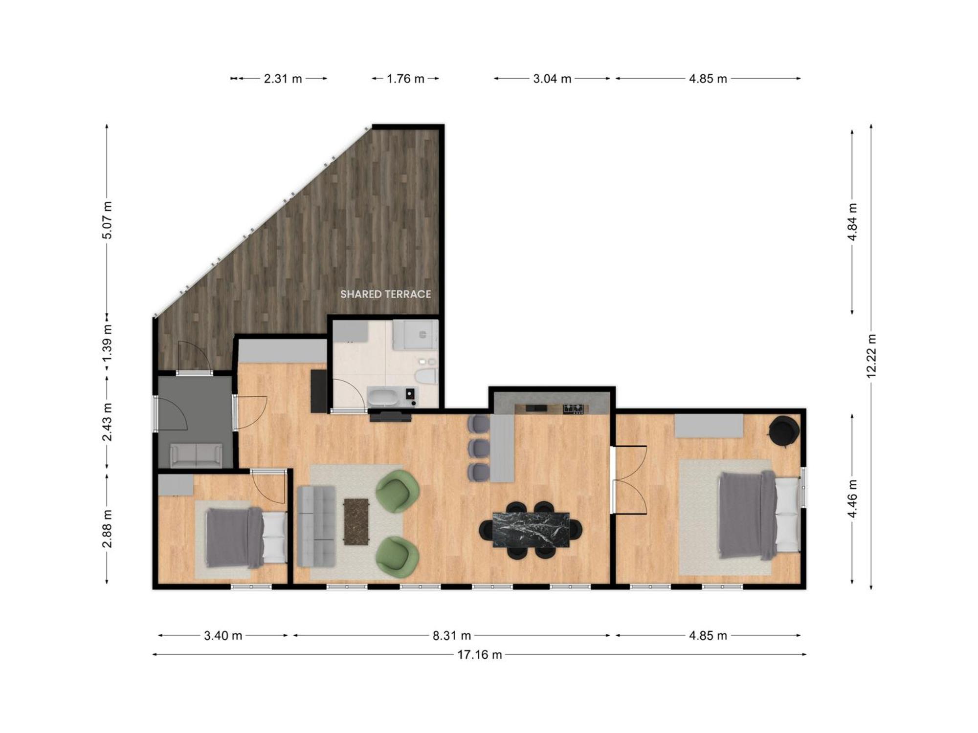 Sanders Leaves - Two-bedroom With Shared Roof-top Terrace Apartment