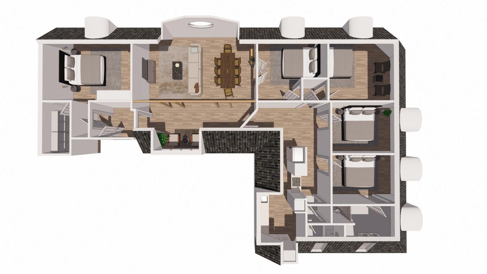 Unique 5 Bedroom Flat W Exposed Beams In Apartment